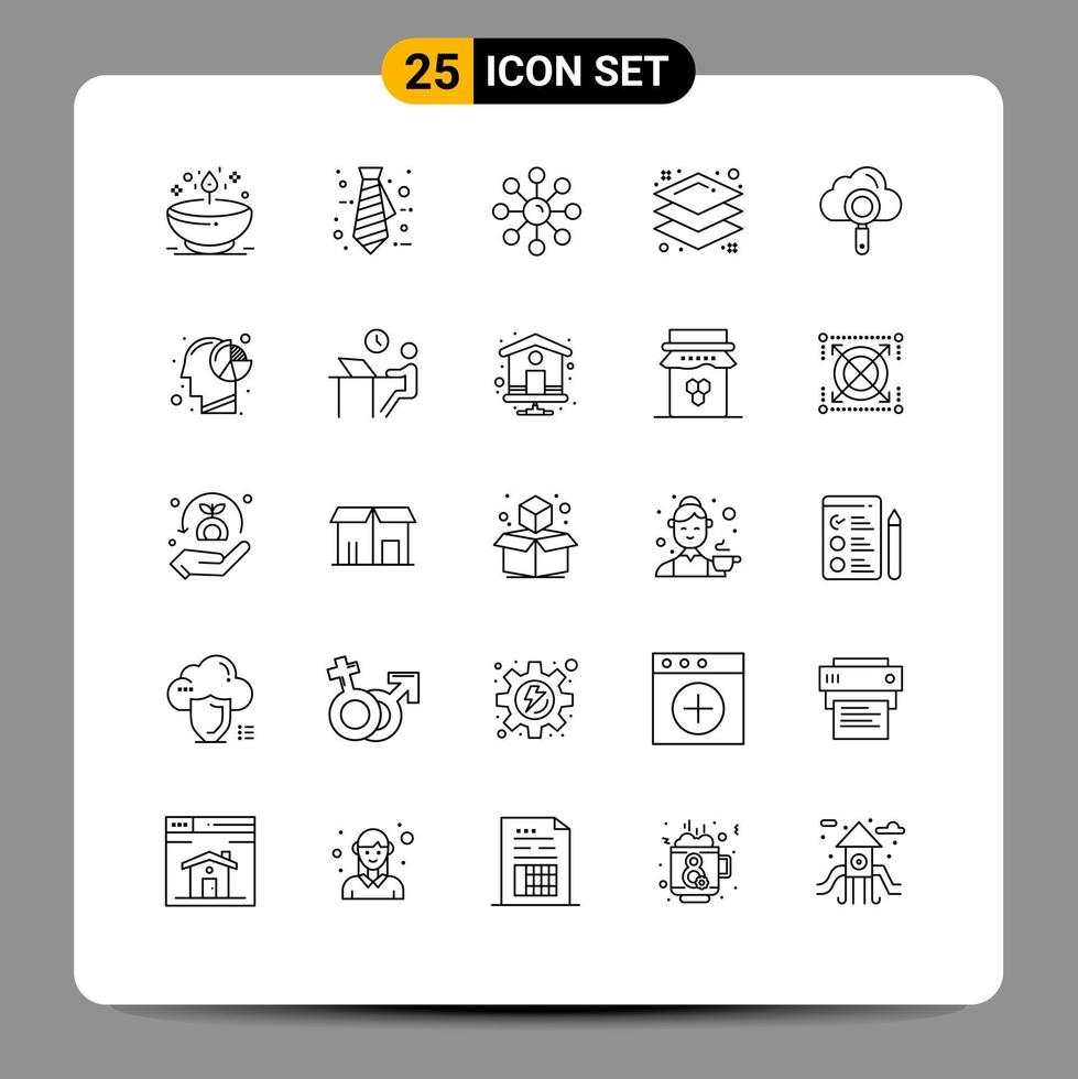 Line Pack of 25 Universal Symbols of computing layers dry skin layer skin protection Editable Vector Design Elements