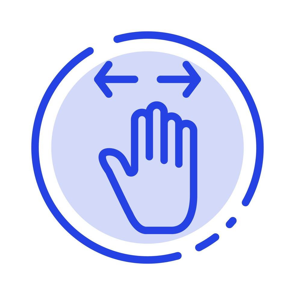 Hand Gesture Left Right zoom out Blue Dotted Line Line Icon vector