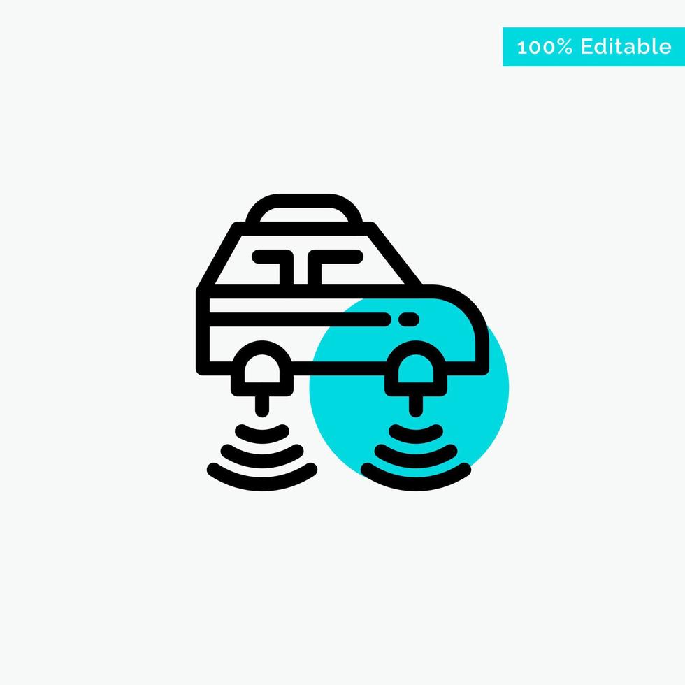 Car Electric Network Smart wifi turquoise highlight circle point Vector icon