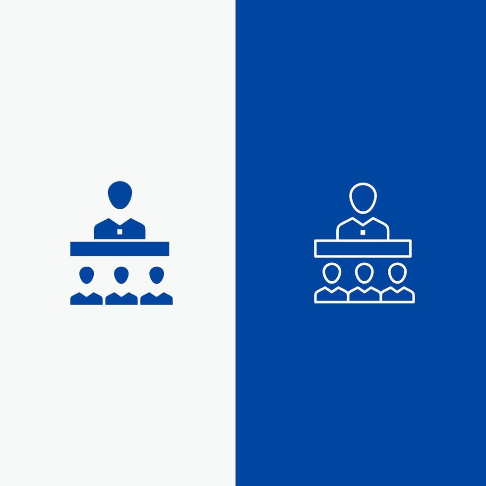 Meeting Team Teamwork Office Line and Glyph Solid icon Blue banner Line and Glyph Solid icon Blue banner vector
