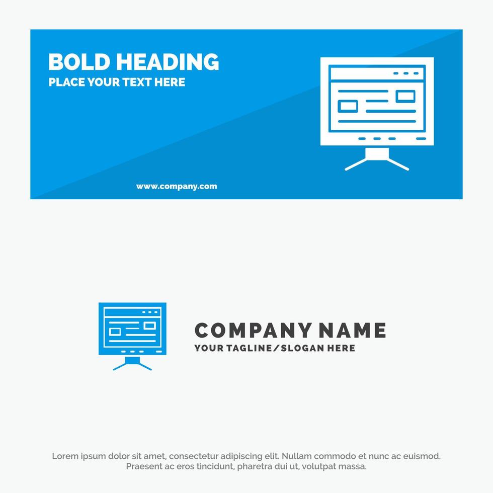 Computer Online Study Education SOlid Icon Website Banner and Business Logo Template vector