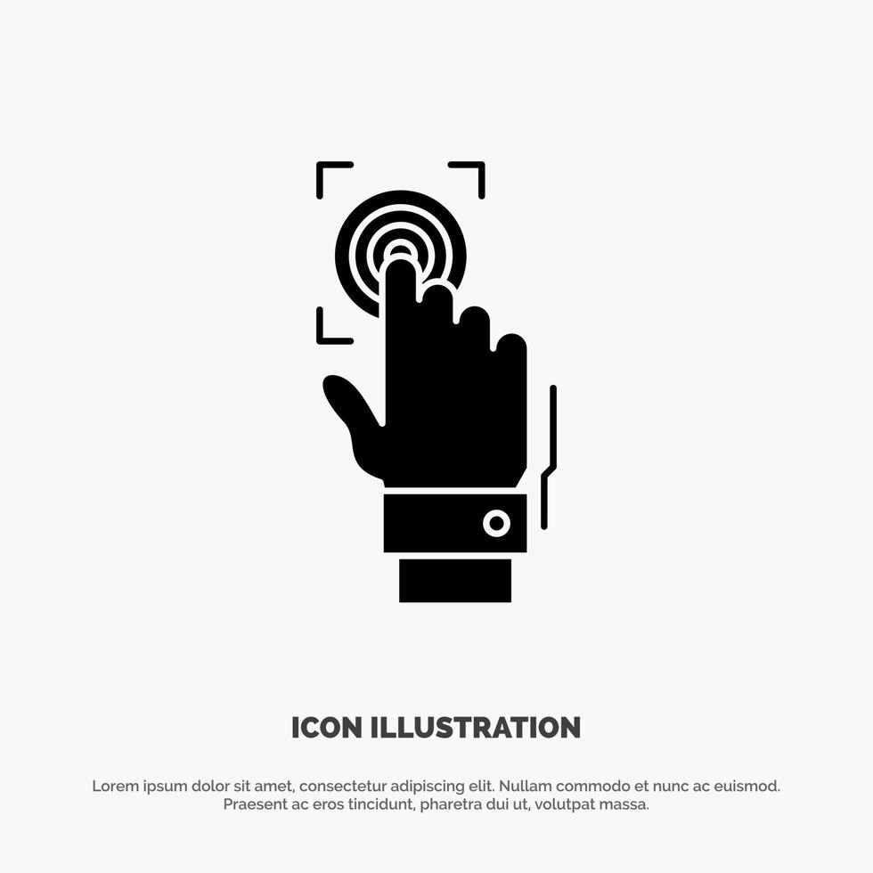 Fingerprint Identity Recognition Scan Scanner Scanning solid Glyph Icon vector