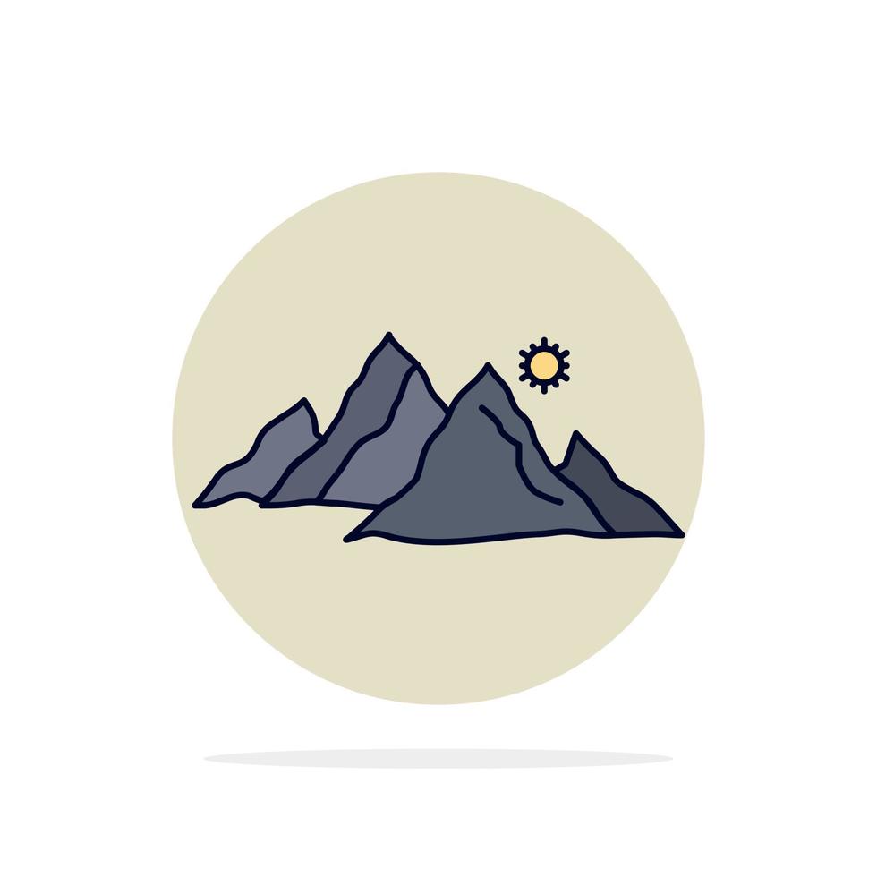 mountain landscape hill nature sun Flat Color Icon Vector