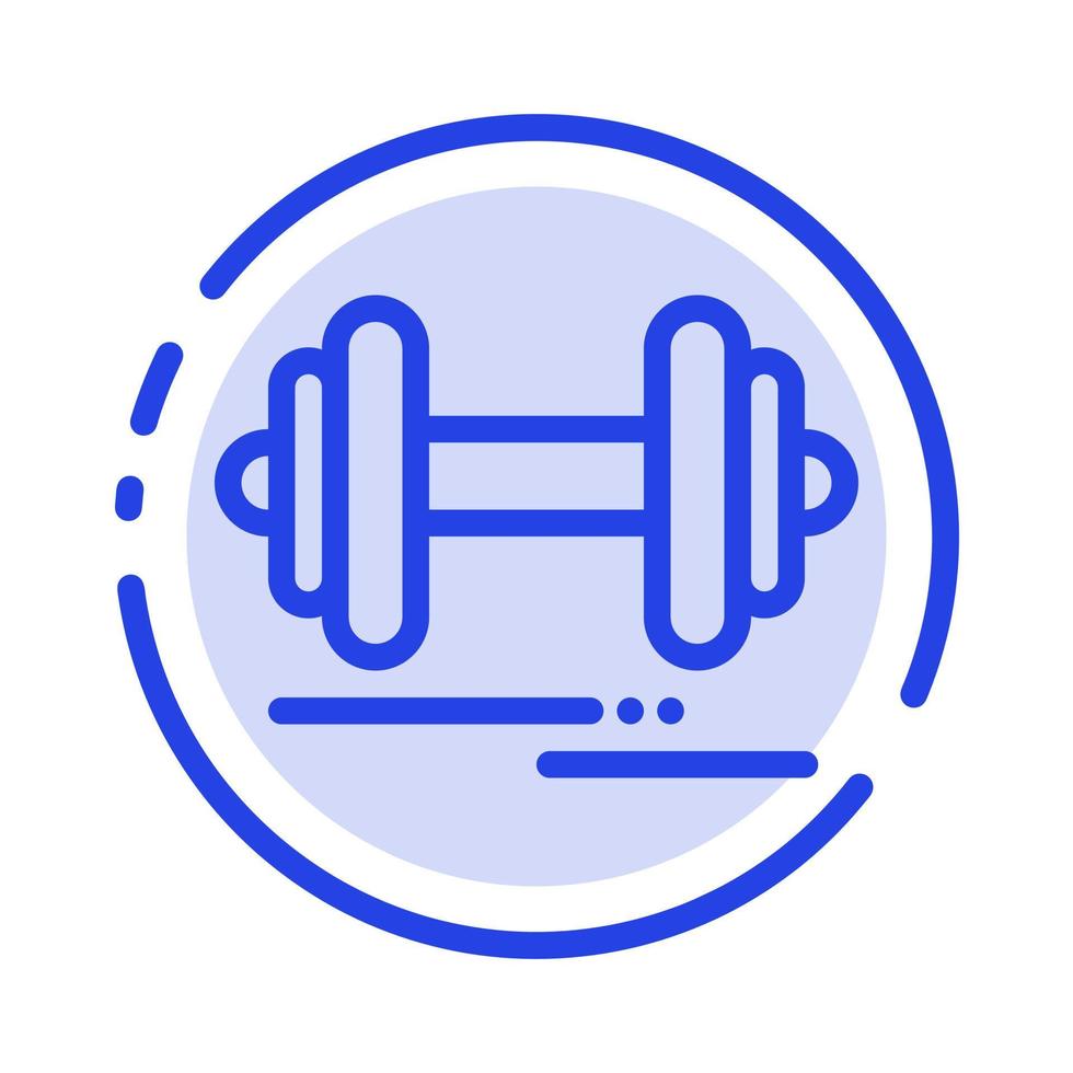 mancuerna fitness deporte motivación línea punteada azul icono de línea vector