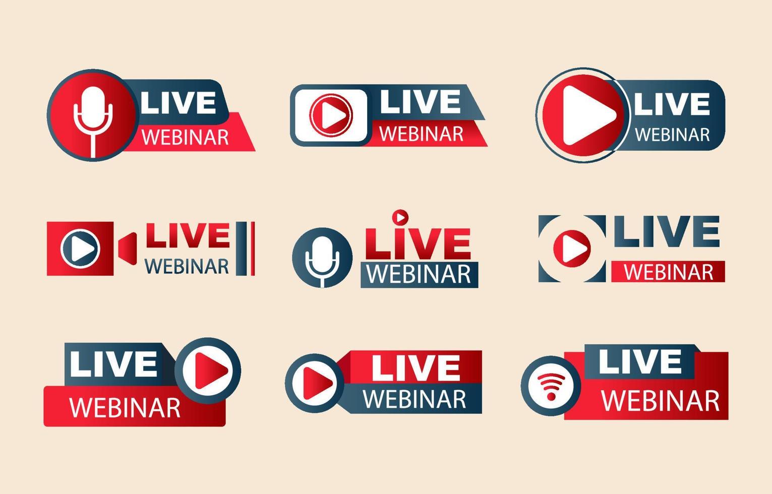 Generic Live Webinar Icon Collection vector