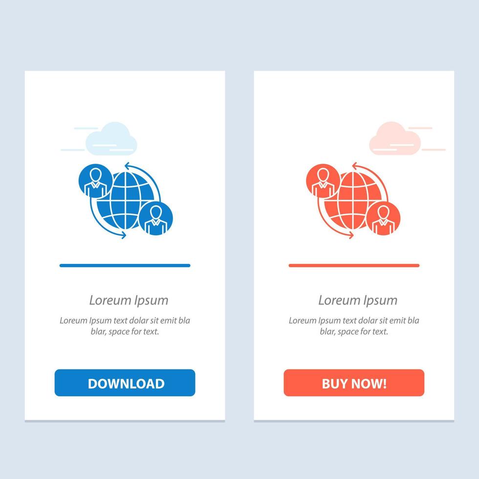 Connected Connections User Internet Global  Blue and Red Download and Buy Now web Widget Card Template vector