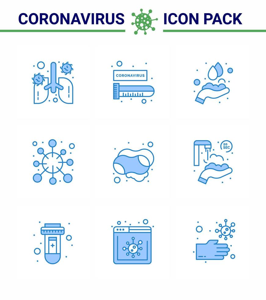 25 Coronavirus Emergency Iconset Blue Design such as virus epidemic virus disease washing viral coronavirus 2019nov disease Vector Design Elements