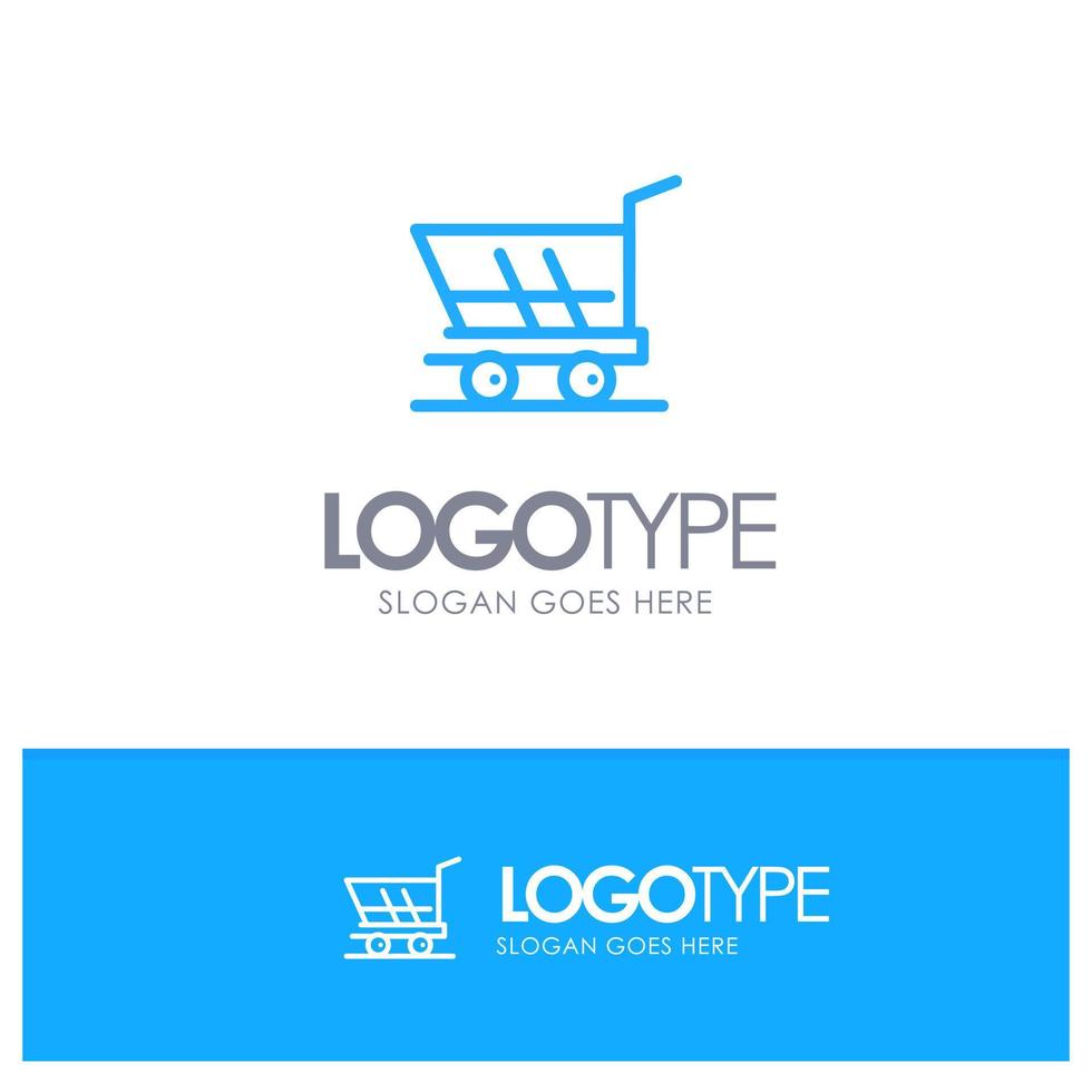 Cart Trolley Shopping Buy Blue Outline Logo Place for Tagline vector