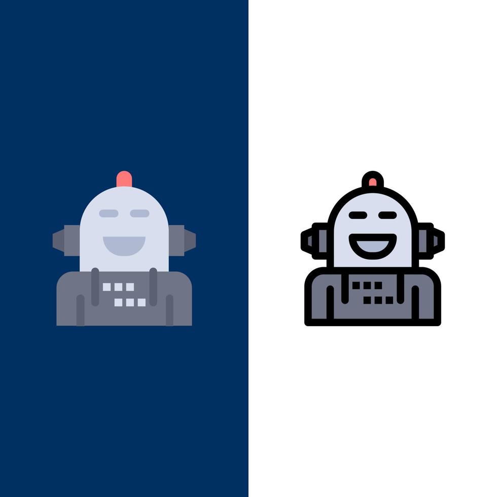 Android Artificial Emotion Emotional Feeling  Icons Flat and Line Filled Icon Set Vector Blue Background