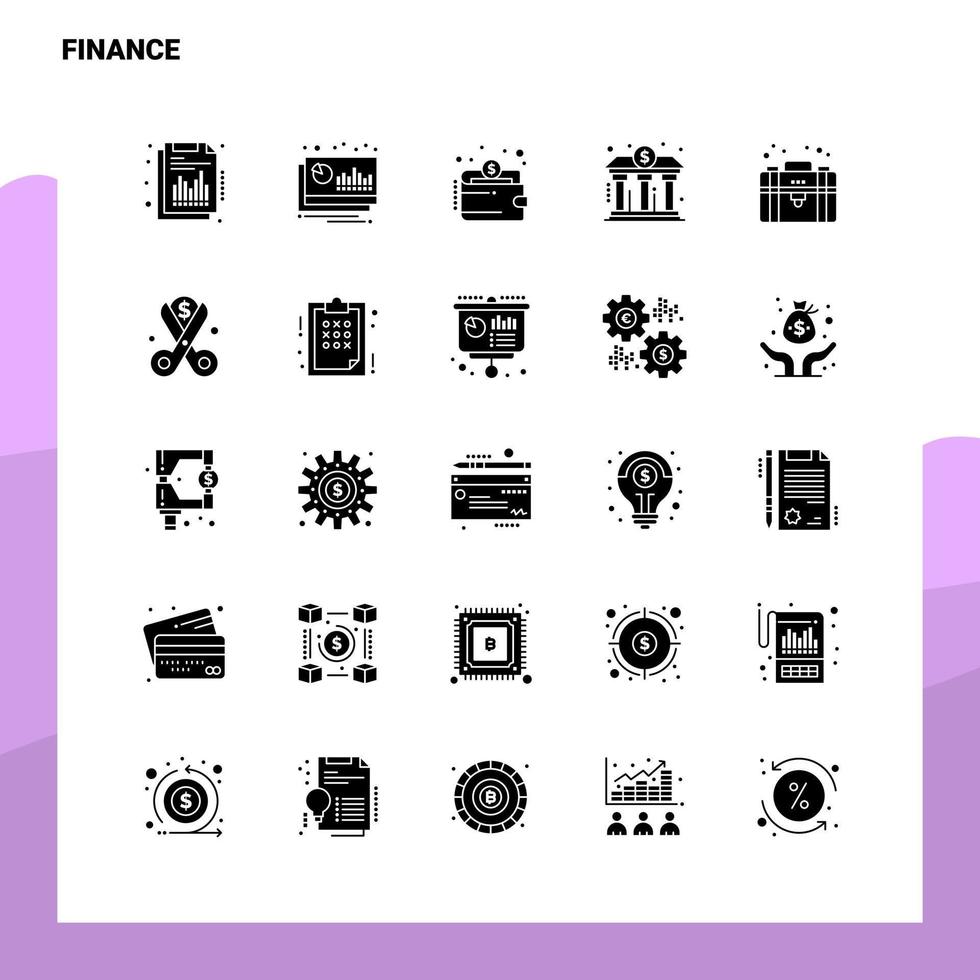 25 conjunto de iconos de finanzas plantilla de ilustración de vector de icono de glifo sólido para ideas web y móviles para empresa comercial