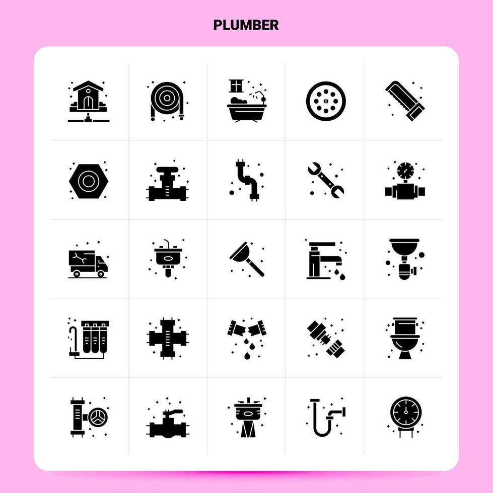 Solid 25 Plumber Icon set Vector Glyph Style Design Black Icons Set Web and Mobile Business ideas design Vector Illustration