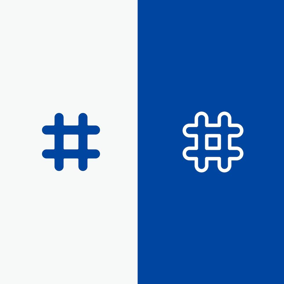 seguir etiqueta hash tweet línea de twitter y glifo icono sólido banner azul línea y glifo icono sólido banner azul vector