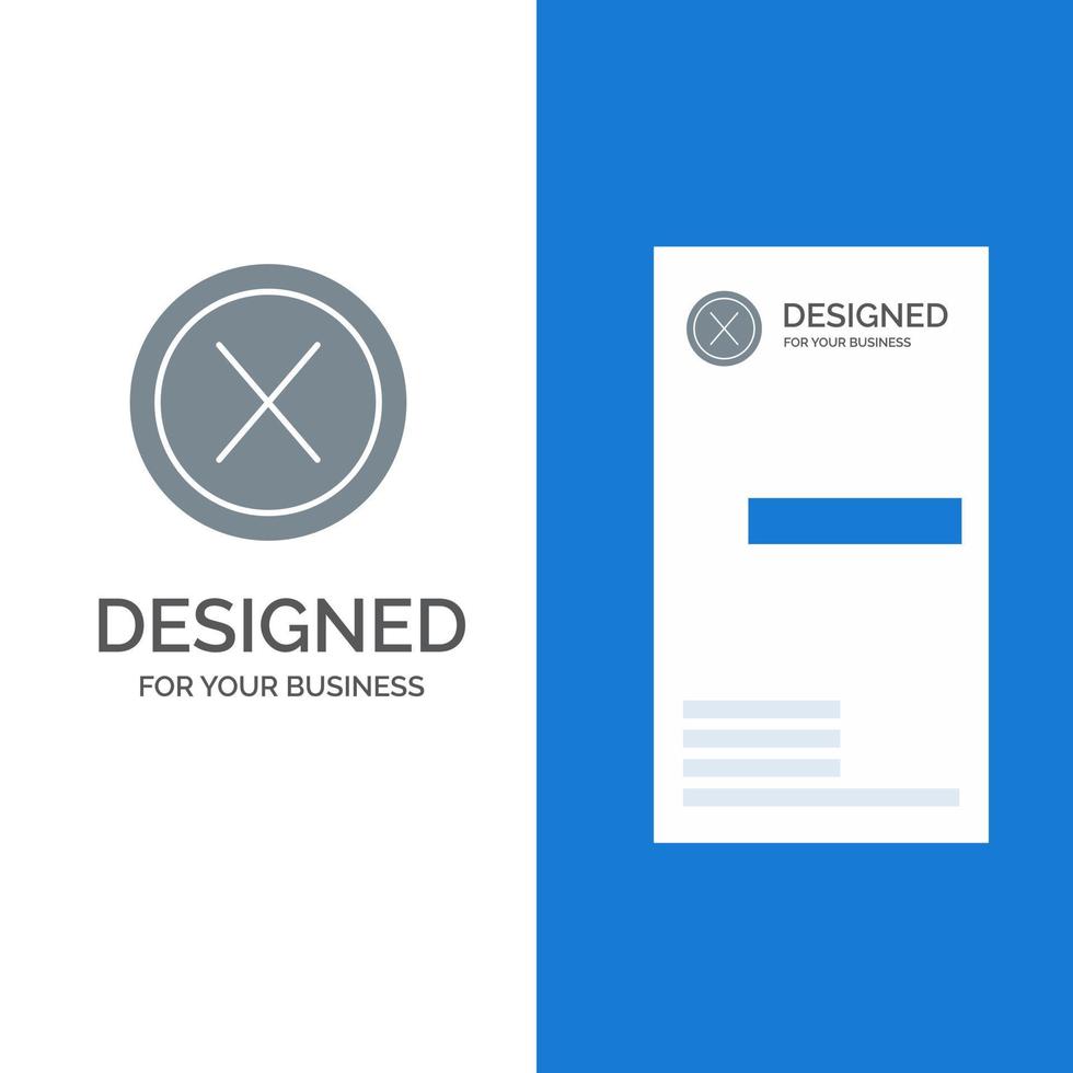 Close Cross Interface No User Grey Logo Design and Business Card Template vector