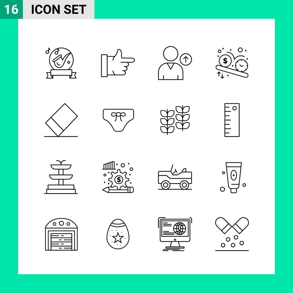 Pack of 16 Line Style Icon Set Outline Symbols for print Creative Signs Isolated on White Background 16 Icon Set Creative Black Icon vector background