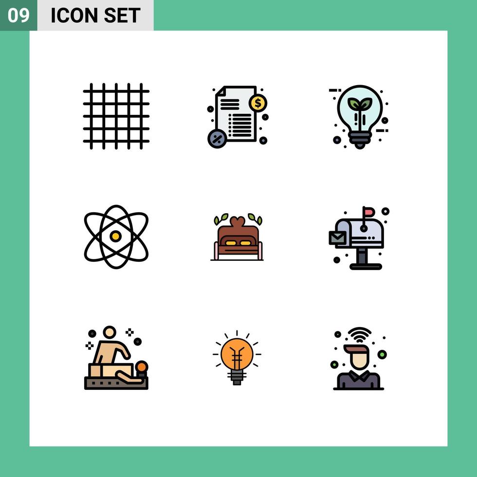 9 Filledline Flat Color concept for Websites Mobile and Apps love science eco physics atom Editable Vector Design Elements