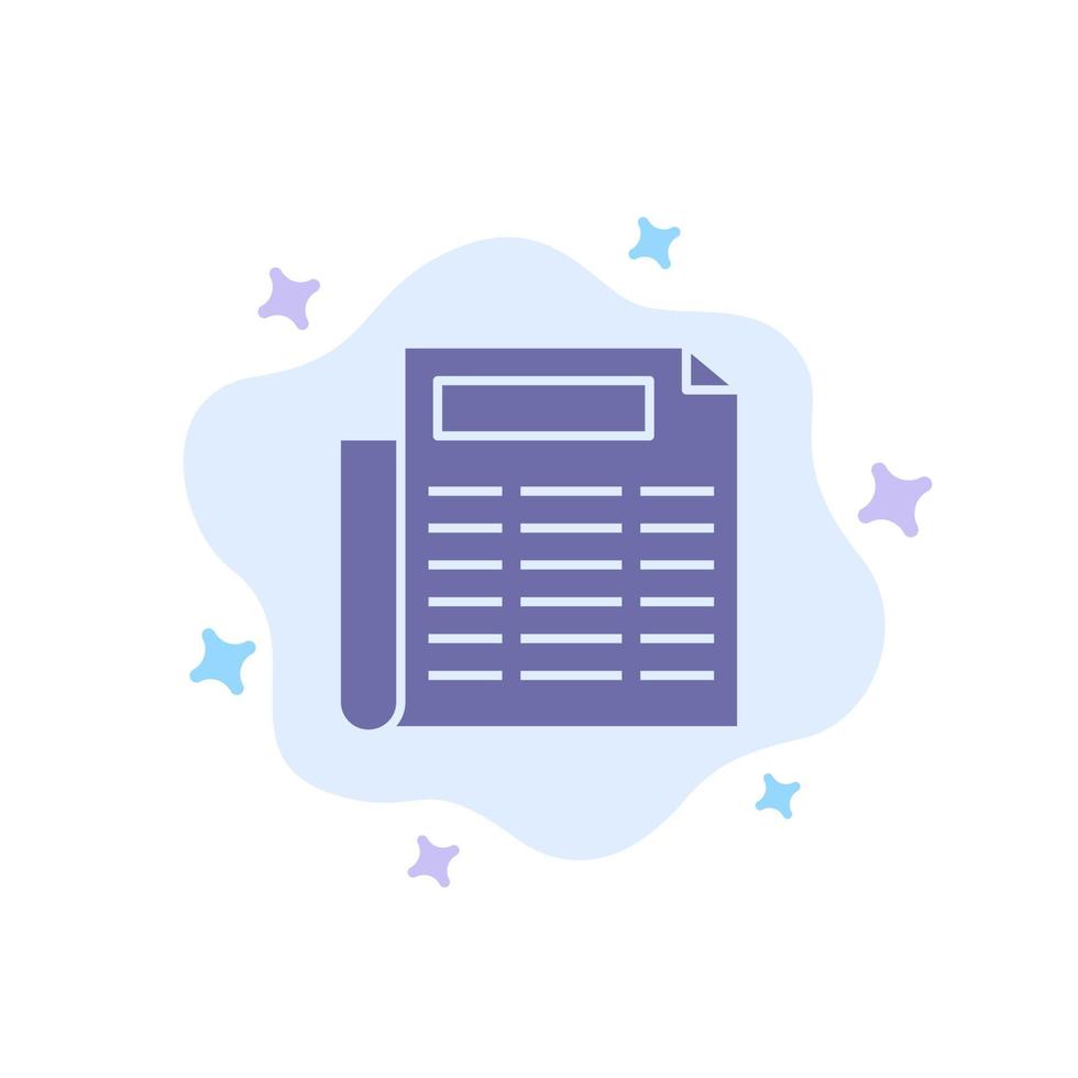 News Paper Document Blue Icon on Abstract Cloud Background vector