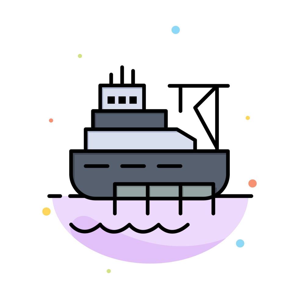 Ship Boat Cargo Construction Abstract Flat Color Icon Template vector