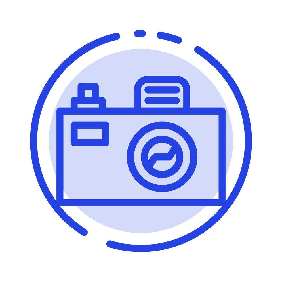 Camera Image Design Blue Dotted Line Line Icon vector