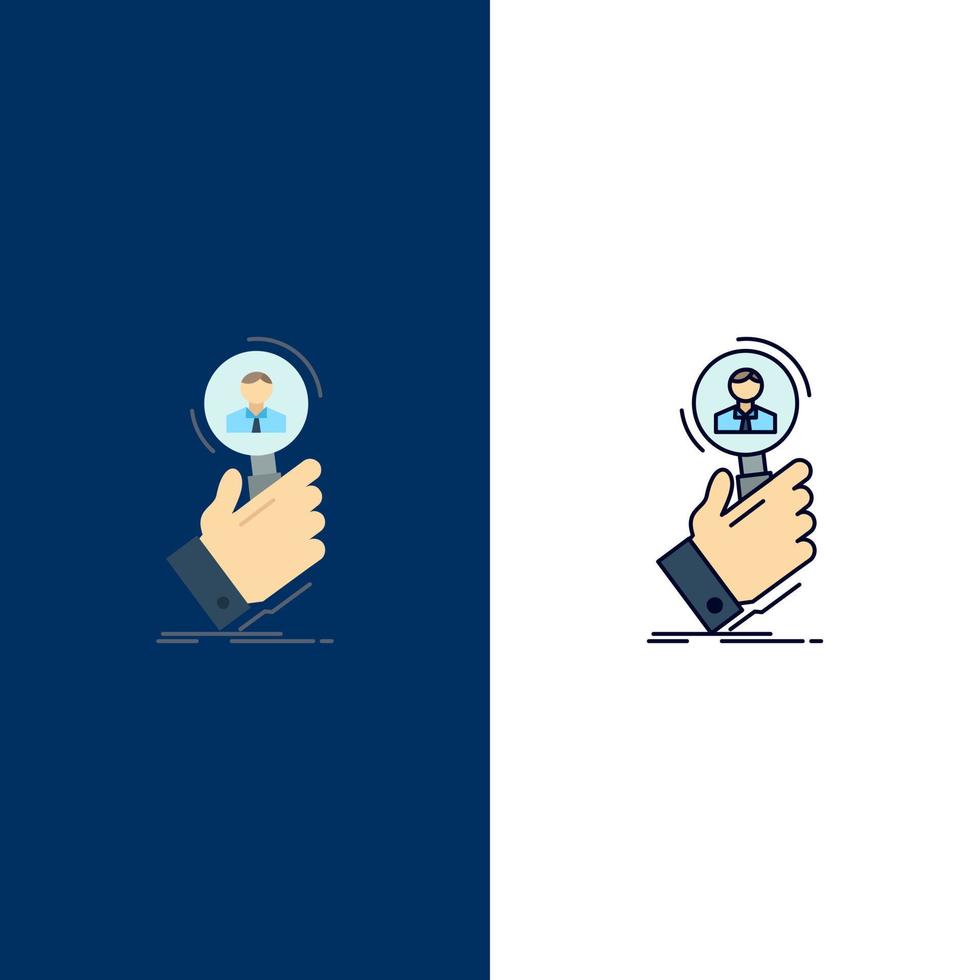 recruitment search find human resource people Flat Color Icon Vector
