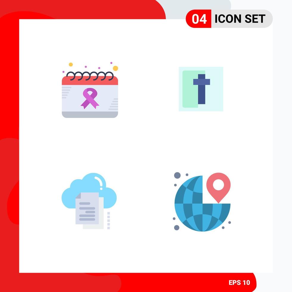 4 User Interface Flat Icon Pack of modern Signs and Symbols of calendar data health easter copy Editable Vector Design Elements