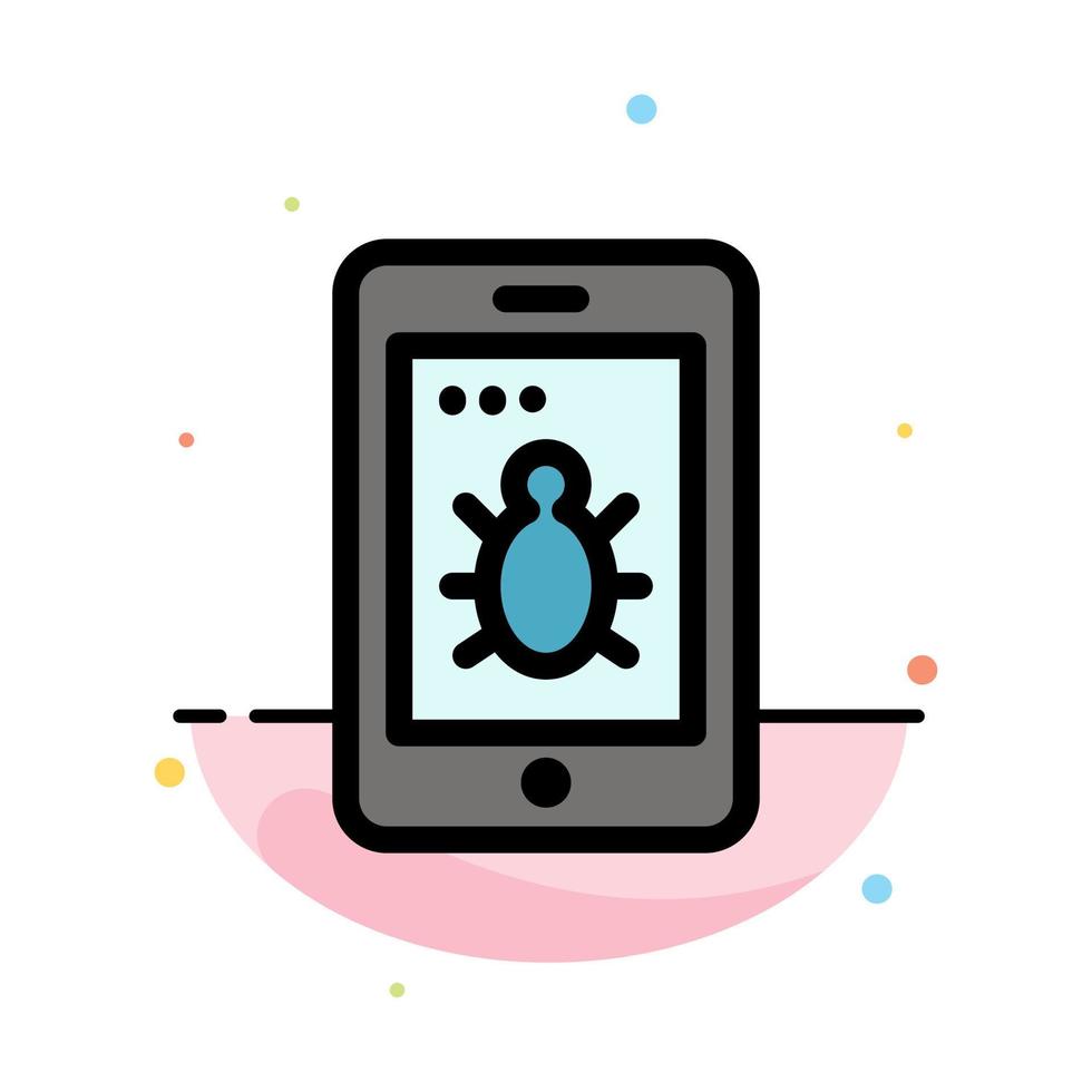 Mobile Security Bug Abstract Flat Color Icon Template vector