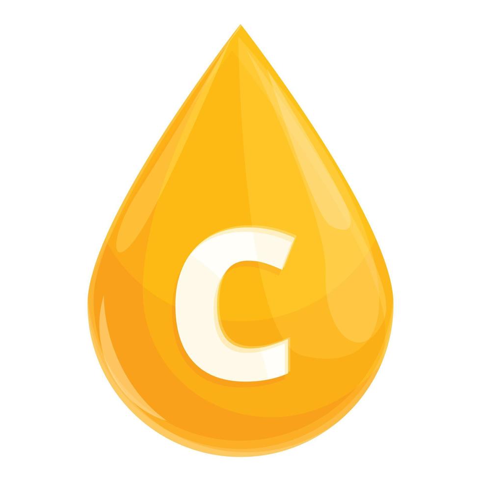 Vitamin c drop icon, cartoon style vector