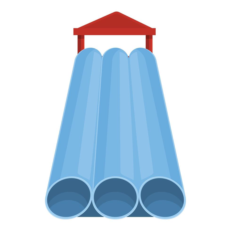 Water park slide pipes icon, cartoon style vector