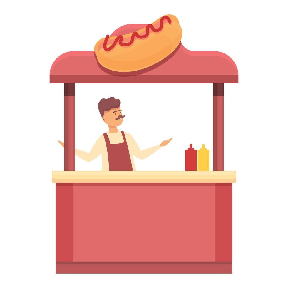 Hot dog seller icon cartoon vector. Food stand vector