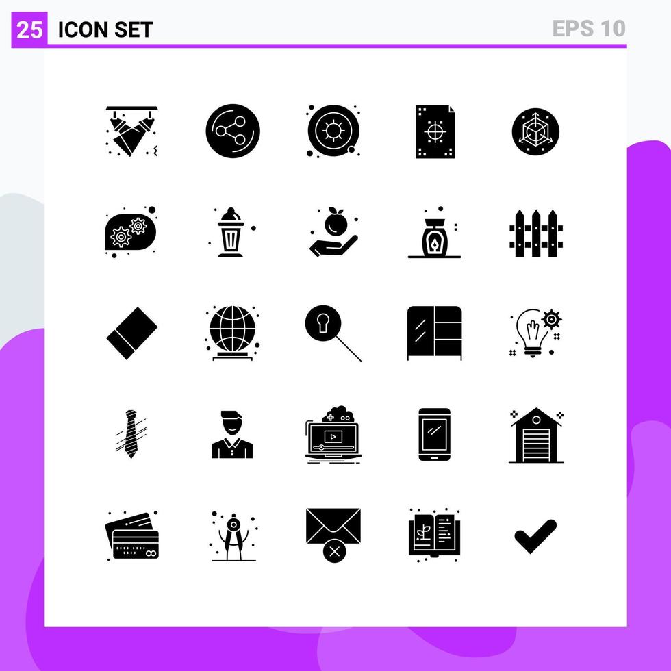 Set of 25 Modern UI Icons Symbols Signs for scale paper bacteria development coding Editable Vector Design Elements