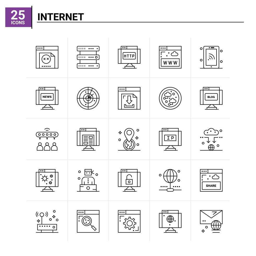 25 Internet icon set vector background