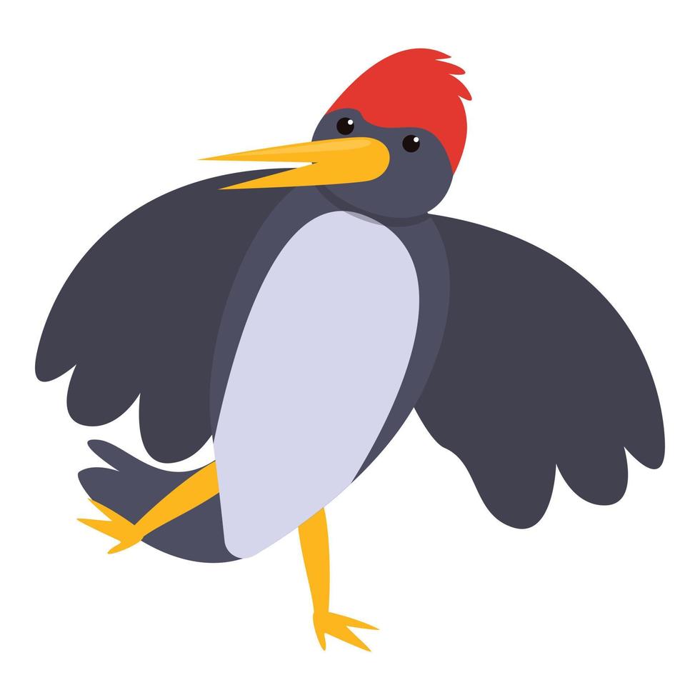 icono de pájaro carpintero, estilo de dibujos animados vector