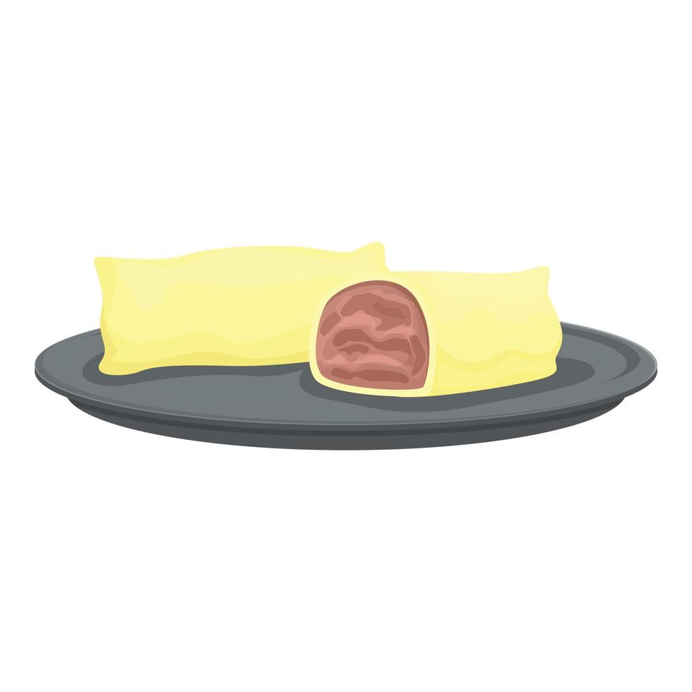 Travel meat roll icon cartoon vector. Romania flag vector