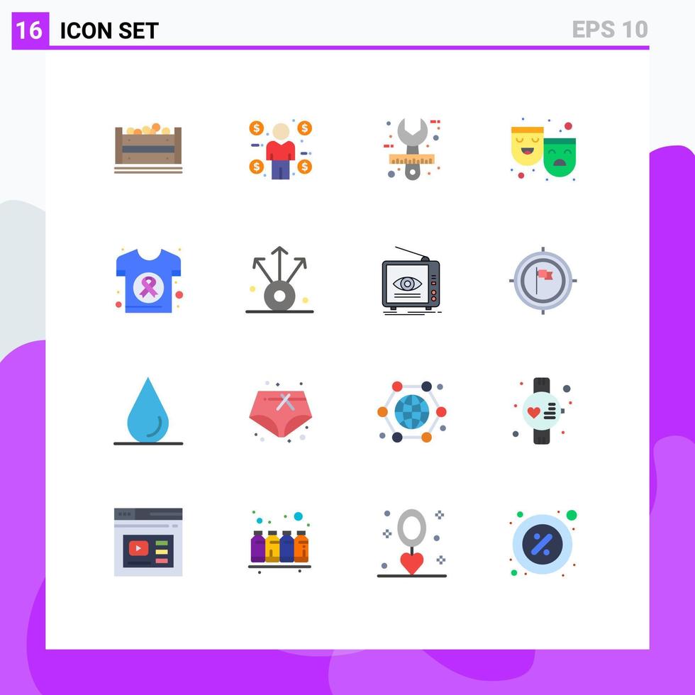 16 Flat Color concept for Websites Mobile and Apps world theater architect roles tool Editable Pack of Creative Vector Design Elements