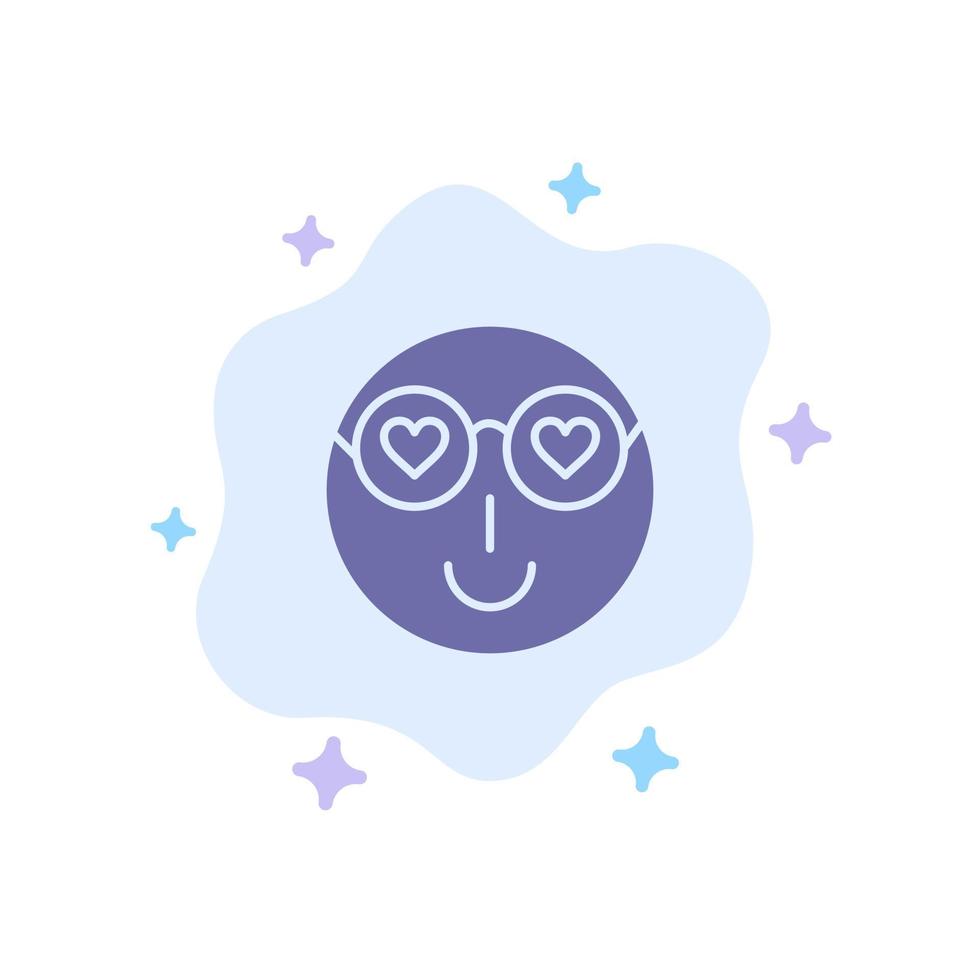 Smiley Emojis Love Cute User Blue Icon on Abstract Cloud Background vector