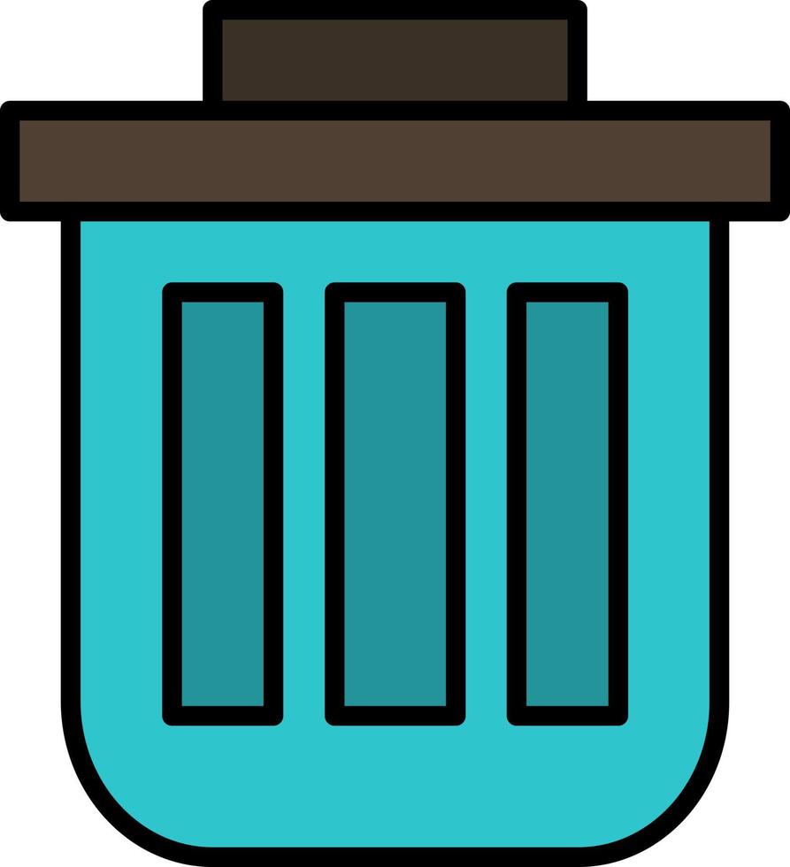 Trash Basket Bin Can Container Dustbin Office  Flat Color Icon Vector icon banner Template