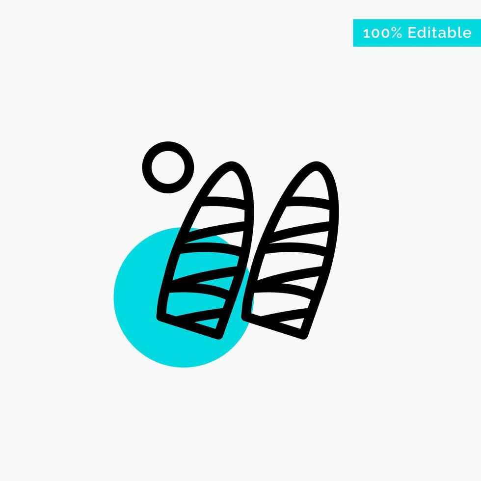 Surf Surfing Water Sports turquoise highlight circle point Vector icon