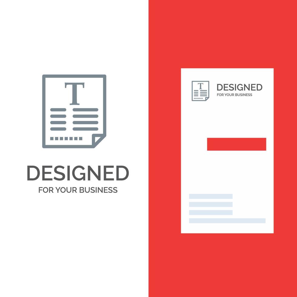 File Text Poster Fount Grey Logo Design and Business Card Template vector