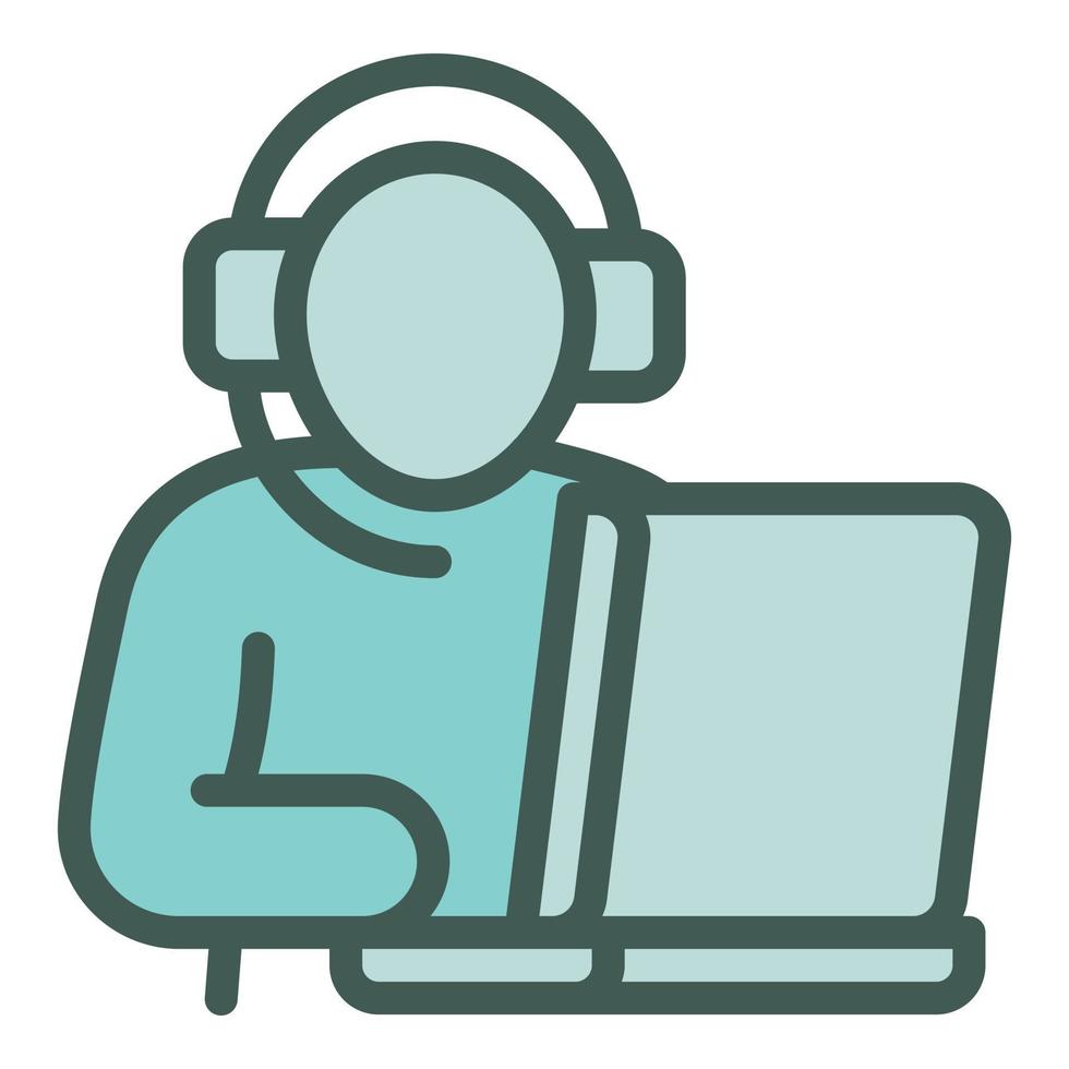 Call center work icon outline vector. Job service vector