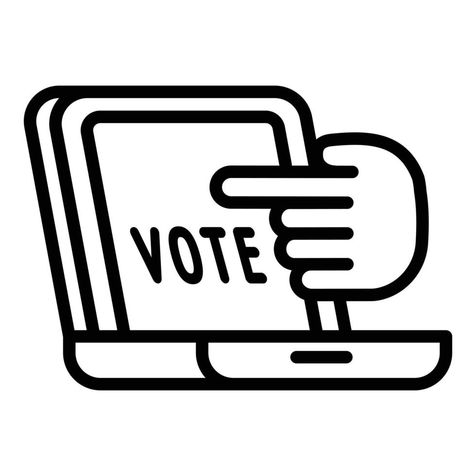 Laptop online vote icon, outline style vector