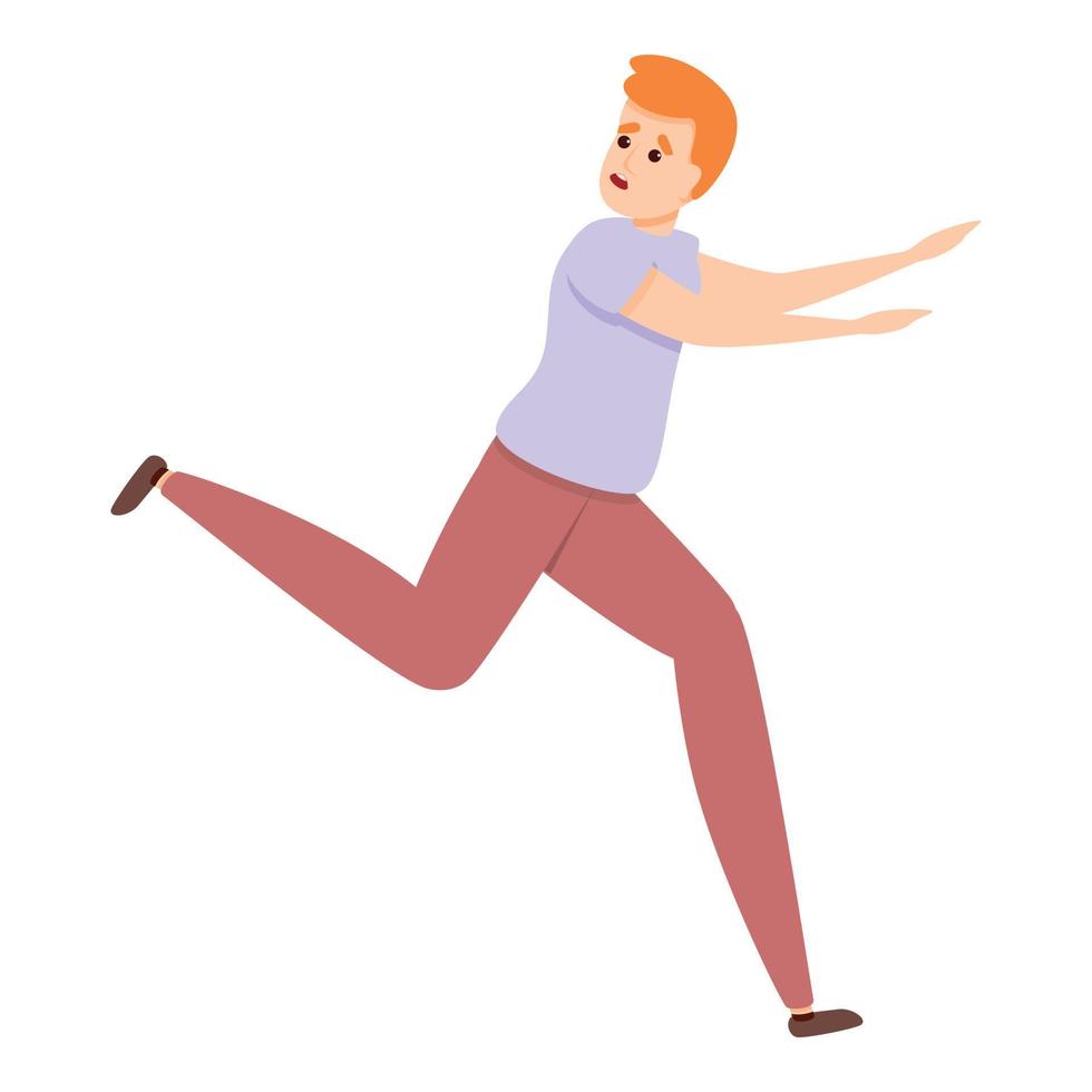 Scared run icon, cartoon style vector