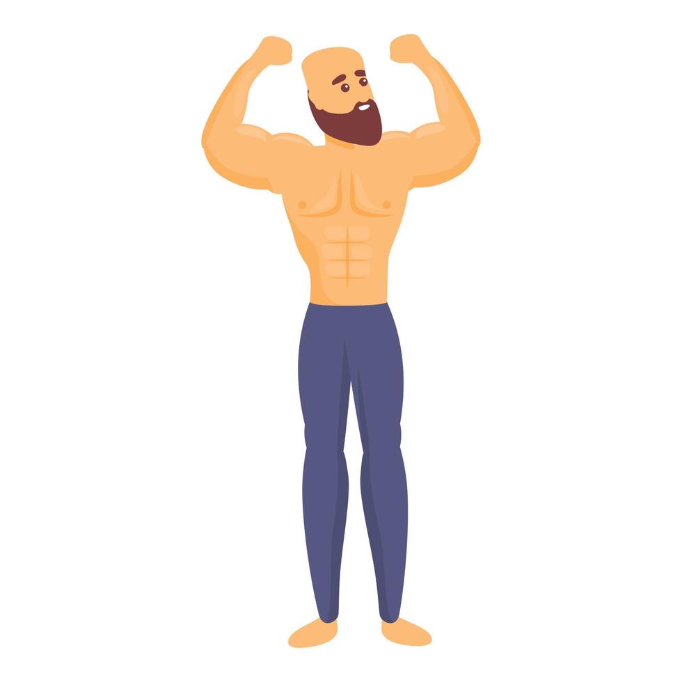 Bodybuilder icon, cartoon style vector