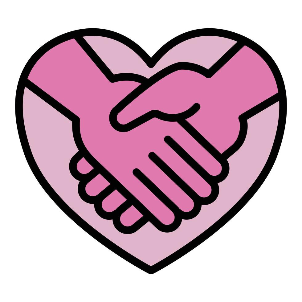 Heart handshake icon outline vector. Social care vector