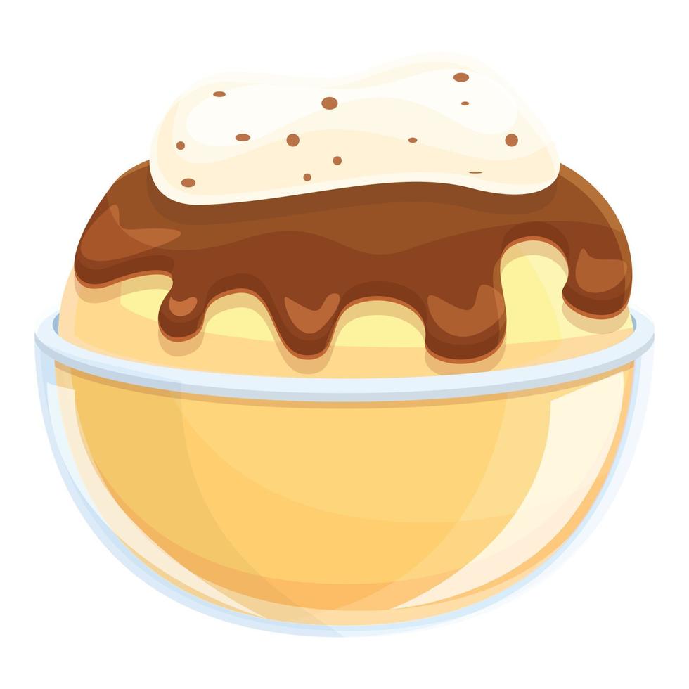 Ice cream with nuts icon, cartoon style vector