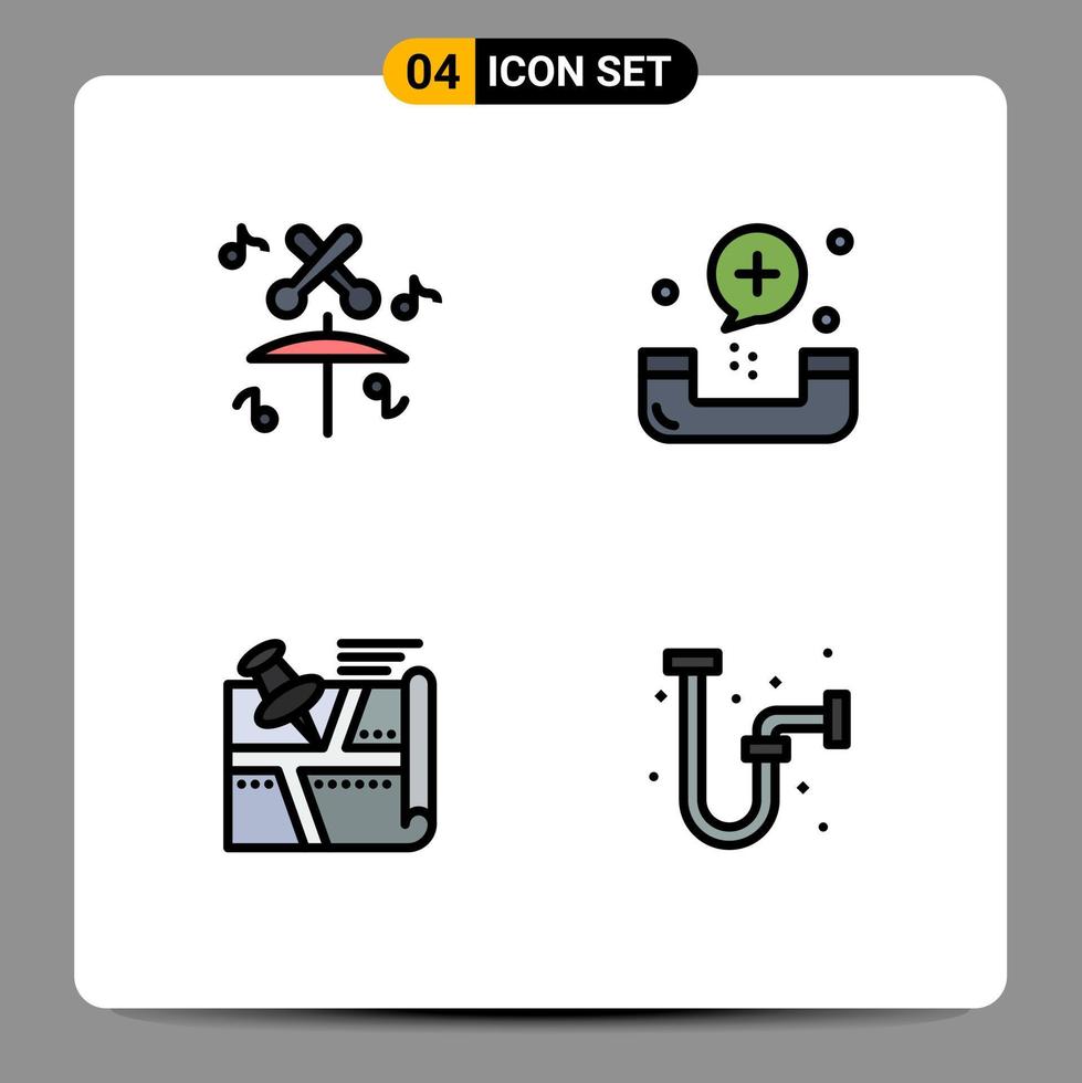Stock Vector Icon Pack of 4 Line Signs and Symbols for drum route call fitness pin Editable Vector Design Elements