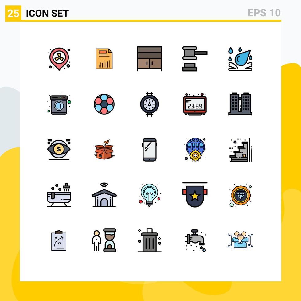 Set of 25 Modern UI Icons Symbols Signs for justice auction graph interior cupboard Editable Vector Design Elements