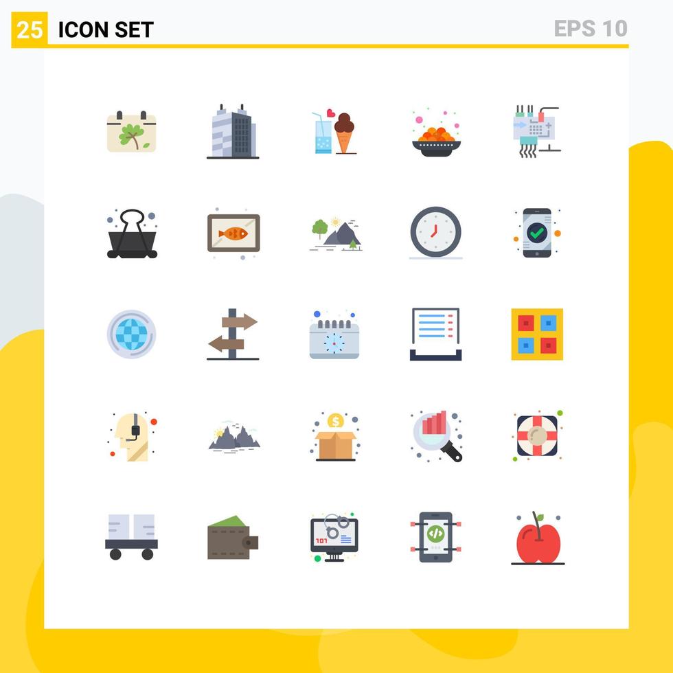 conjunto de 25 iconos de interfaz de usuario modernos signos de símbolos para personalizar elementos de diseño vectorial editables de pastel de kanji de jugo de vadas vector