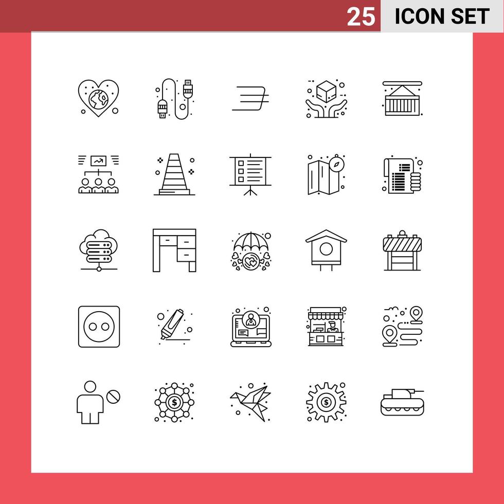 Set of 25 Modern UI Icons Symbols Signs for delivery box daxx coin package hand Editable Vector Design Elements