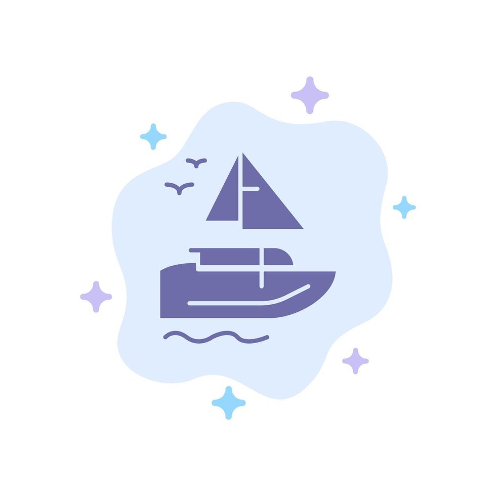 Boat Ship Transport Vessel Blue Icon on Abstract Cloud Background vector