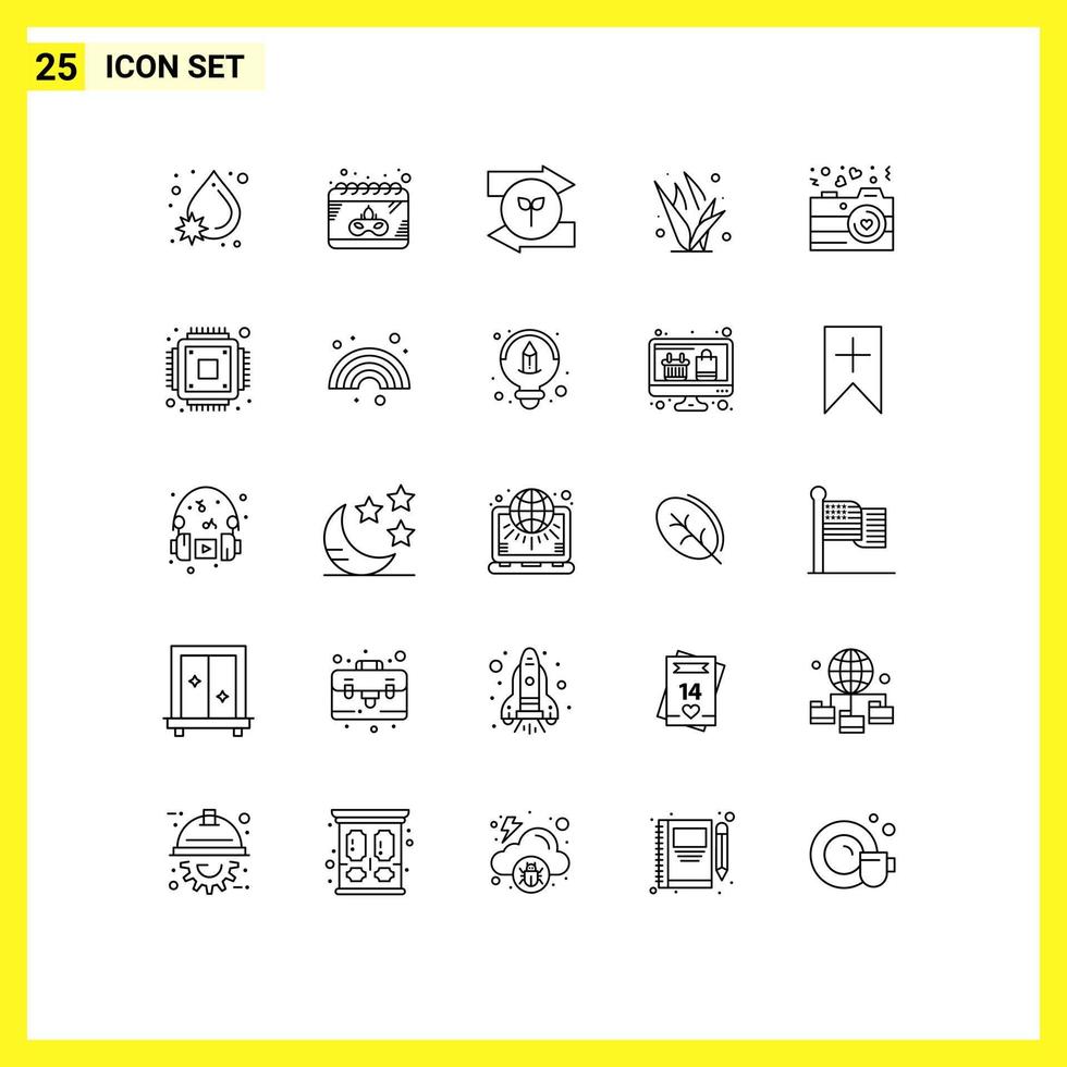 Universal Icon Symbols Group of 25 Modern Lines of love spring arrow green grass Editable Vector Design Elements