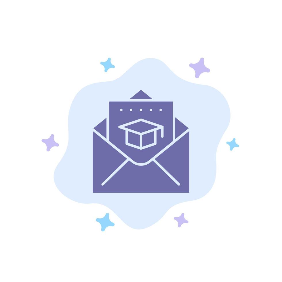 Cap Education Graduation Mail Blue Icon on Abstract Cloud Background vector